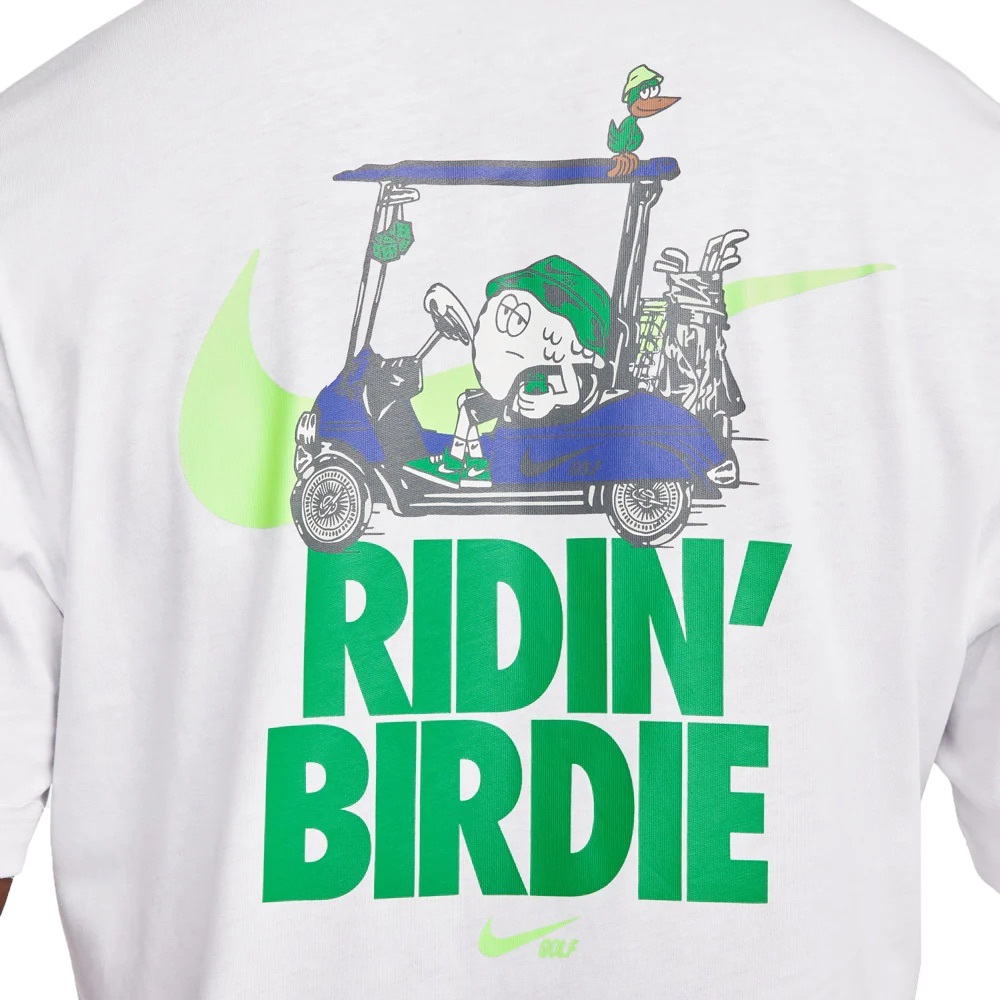 New Nike Men’s White Tee with Green and Blue 'Ridin' Birdie' Graphic XLT